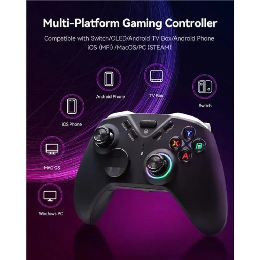 Wireless Game Controller, Bluetooth Controller with LED Backlight, Gamepad - Picture 4 of 5